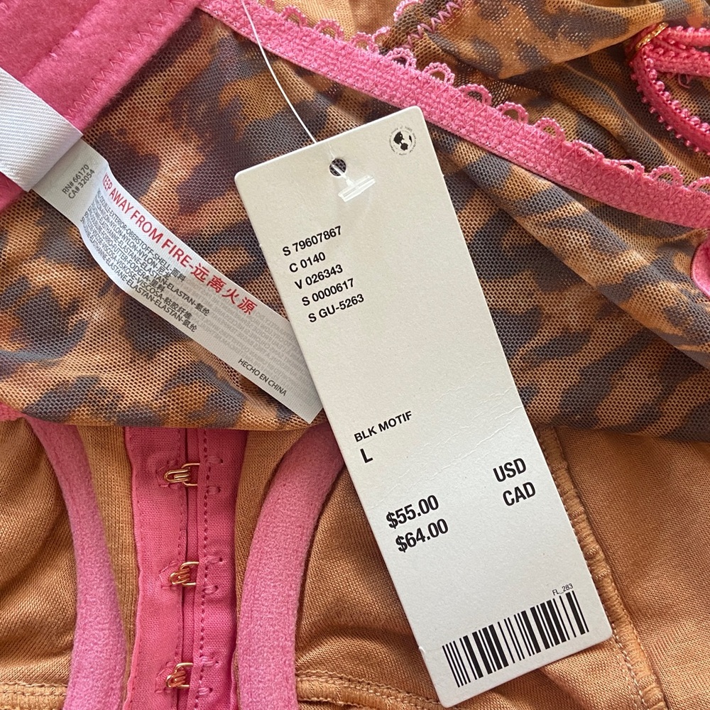 Urban Outfitters Pink and Brown Leopard Bralette. Size L - Picture 3 of 8